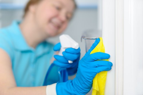 Professional cleaners working in a Chelsea home interior